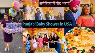 Punjabi Baby Shower in America🍼!गोद भराई in अमेरिका!Funny Baby Shower Games!Punjabi Vlogger in USA!