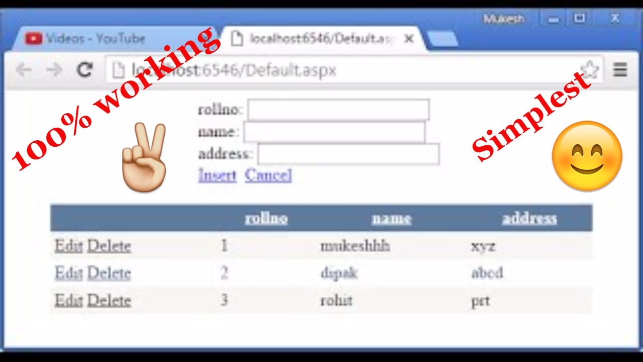GridView - Insert Update Delete In ASP.Net - YouTube