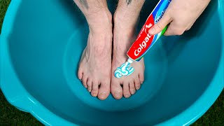 Apply toothpaste to your feet and see what happens! It's incredible!