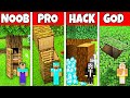 Minecraft Battle: NOOB vs PRO vs HACKER vs GOD! SECRET TREE ENTRANCE BUILD CHALLENGE in Minecraft