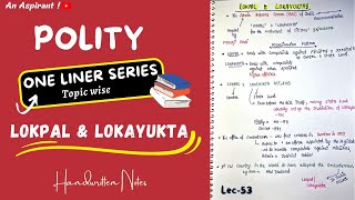 Lokpal \u0026 Lokayukta || One Liners (Topic wise) || Indian Polity || Lec.53 || An Aspirant !