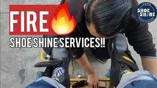 S5E190 Fire Shoe Shine service on Black boots \u0026 Foot Massage #ASMR #shoeshine #faustoarizmendi