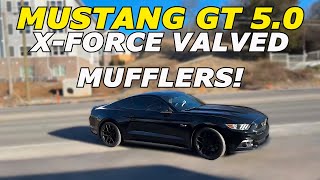 2016 Ford Mustang GT 5.0L V8 Exhaust Sound w/ Flowmaster X-Pipe \u0026 X-Force Valved Mufflers!