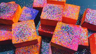 16 “Sunset” Dyed Blocks 🧡💜💛🌅 | Gym Chalk ASMR | Stress Relief