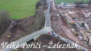 Železňák, 400 metrů nové silnice otevřeno 13.12. 2024, přeložka silnice II/303 Běloves-Velké Poříčí.