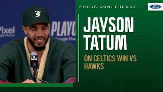 POSTGAME PRESS CONFERENCE: Jayson Tatum talks MVP chants for Derrick White in Game 2 win vs. Hawks