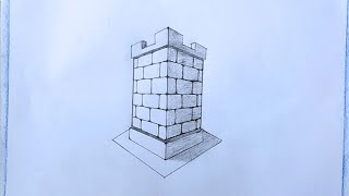 How To Draw 3D Castle || Easy Prespective Drawing Tutorial #drawing #3ddrawing #art