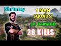 Soniqs Shrimzy - 28 KILLS (3K DAMAGE) - 1 MAN SQUADS! - PUBG