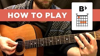 ⭐️ How to play the B-FLAT chord (Bb), easy way & hard way