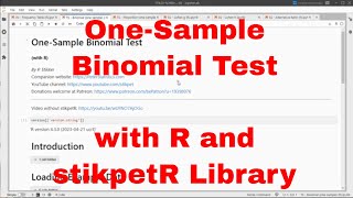 R - One-Sample Binomial Test with stikpetR