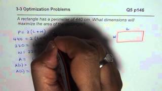 Q5 p 145 Maximize Area for Given Perimeter MCV Calculus