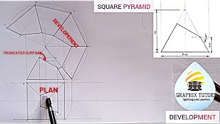 Development Of a Square Pyramid when true length of the edge is not shown in the elevation