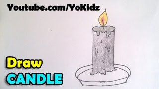 How to draw a candle step by step
