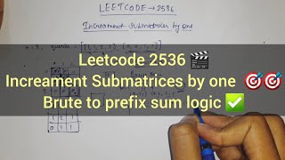 LeetCode 2536 🔥 Increment Submatrices by One | DCC | Prefix Sum Solution + Dry Run