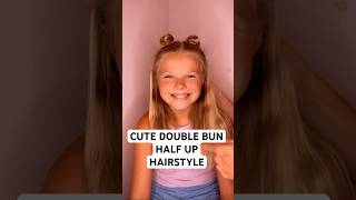 CUTE DOUBLE BUN HALF UP HAIRSTYLE | Audrey and Victoria #hairtutorial #hairstyle