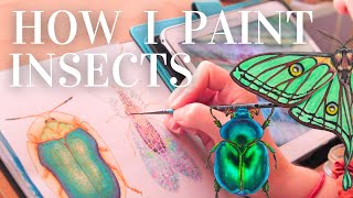 How to paint realistic insects with watercolor + tips 🦋🎨 Launching a new collection in my etsy shop