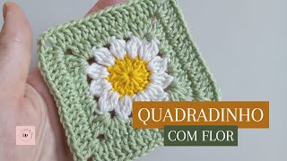 QUADRADINHO DE CROCHÊ COM FLOR passo a passo!