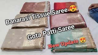 Banarasi Kora Organza Sadi with Gota Patti Work | Trending Lace Work Saree | Organza Tissue Sarees