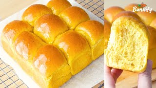 [SUB] 부드럽고 풍미가 좋은 단호박 모닝빵 Soft and Fluffy Sweet Pumpkin Dinner Rolls | 버니파이Bunnify