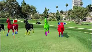 Crazy rainbow animals horse and cow using superheros color mods gta 5