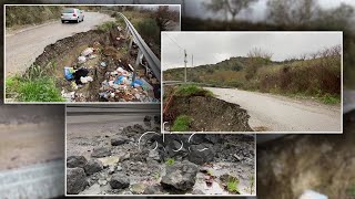 Reshjet e dendura, shembet nje pjese e rruges Pajove – Sheze | ABC News Albania