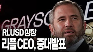 RLUSD 상장! 리플 CEO, 중대발표.. 4,000원 가나?