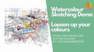 Watercolour Sketch of Boats - Urban Sketching Tutorial - Beginner's guide to loose watercolours