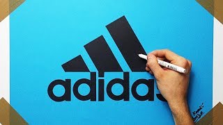 How to Draw the Adidas Logo On Blue Paper With Black Marker
