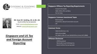 Singapore US Tax \u0026 Reporting Guide: FBAR \u0026 FATCA