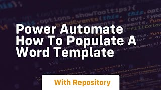 power automate how to populate a word template