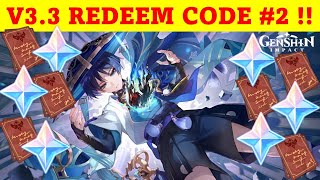 V3.3 Redeem Code #2: XBRSDNF6BP4R | 60 Primogems + 5 Adventurer's Experience | Genshin Impact