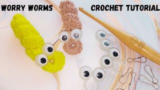 How to Crochet Tactile Toy Worry Worms Fidget Keychain with Googly Eyes Tutorial