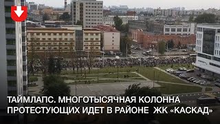 Таймлапс. Многотысячная колонна протестующих идет в районе  ЖК «Каскад» 4 октября