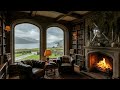 Rainy Highland Night | Private Castle Library Ambience with Whisky, Fire & Slow Celtic Music