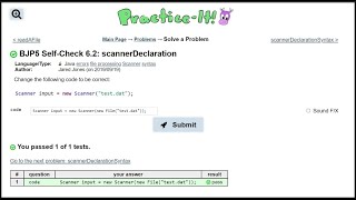 Java Practice It || 6.2 scannerDeclaration || file processing, scanner, syntax, debugging