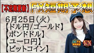 【FX短期予想(夜用)】6月25日ドル円・ゴールド・ポンドドル・ユーロ円・ビットコイン相場チャート分析【海外FX/仮想通貨】