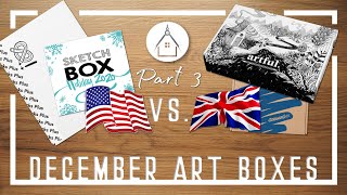 ART SNACKS, SCRAWLRBOX, SKETCHBOX \u0026 ARTFUL | The Brits VS. The Yanks Part3 | Art Supplies Haul