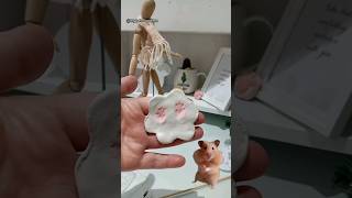 making forever paw prints with Caramella using air dry clay #shorts #pets #viral #funny