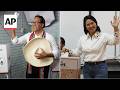 Peru presidential candidates Sánchez and Fujimori vote in runoff election