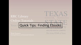 QUICK TIPS: FINDING EBOOKS