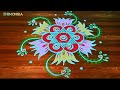 🌺Free hand Lotus with Star Rangoli🌺 | Beautiful Star Rangoli | Simple Lotus Kolam #simplemugulu