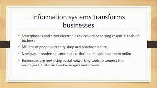 Introduction to Information Systems: Key Concepts and Principles