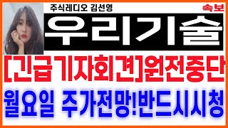 [우리기술주가][긴급기자회견]원전중단! 월요일 주가전망! 반드시 시청하세요