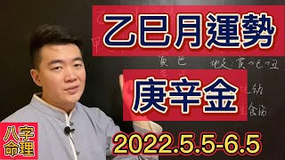 每月運勢|2022壬寅年乙巳月（2022.5.5-6.5）八字運勢|十天干之庚辛金。