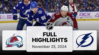 NHL Highlights | Avalanche vs. Lightning | November 25, 2024