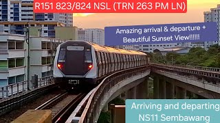 [SMRT] (Beautiful sunset vibes) R151 823/824 NSL arriving and departing NS11 Sembawang(NS1/EW24 JUR)