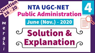 UGC NET Public Administration June 2020 (Nov. 2020) Questions - (16-20) - Solution with Explanation