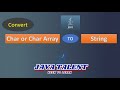 Java Program to convert Character or Character array to String | Java Program | Char to String