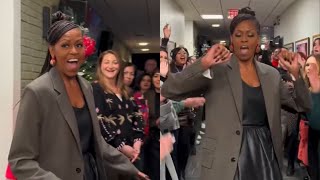 Former First Lady Michelle Obama Was Spotted Dancing In The Aisle At Jennifer Hudson's Show