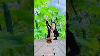 Funny beauty diving in the farm vegetable garden